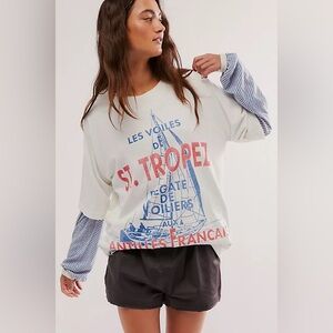 Sailboat Graphic Layered St. Tropez Oversized Top S